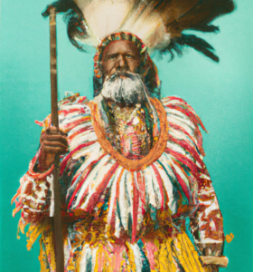 A Portrait of a Native Hawaiian Elder Tribal regalia circa 1760